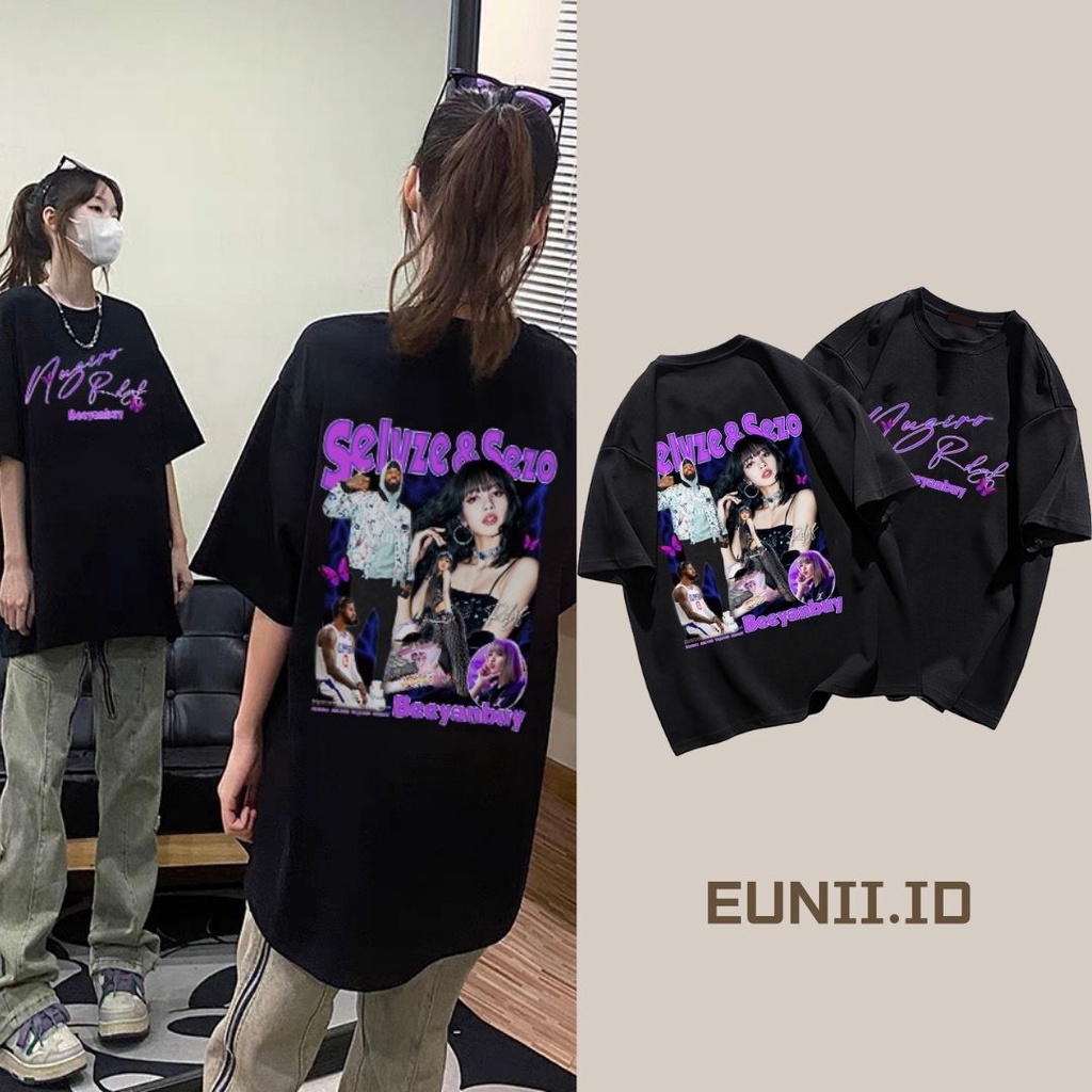 EUNII T-shirt Lengan Pendek Vintage Lisa Same Style Korean Style/Kaos Atasan Wanita/Baju Kaus Oversize Wanita/Kaos Wanita