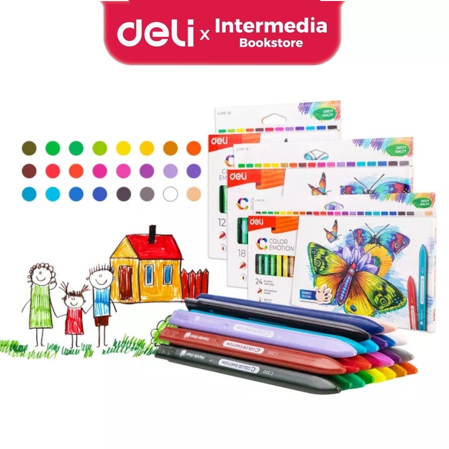 

Deli EC20000 krayon plastic / crayon plastik 12 warna bentuk segitiga ergonomis tidak beracun