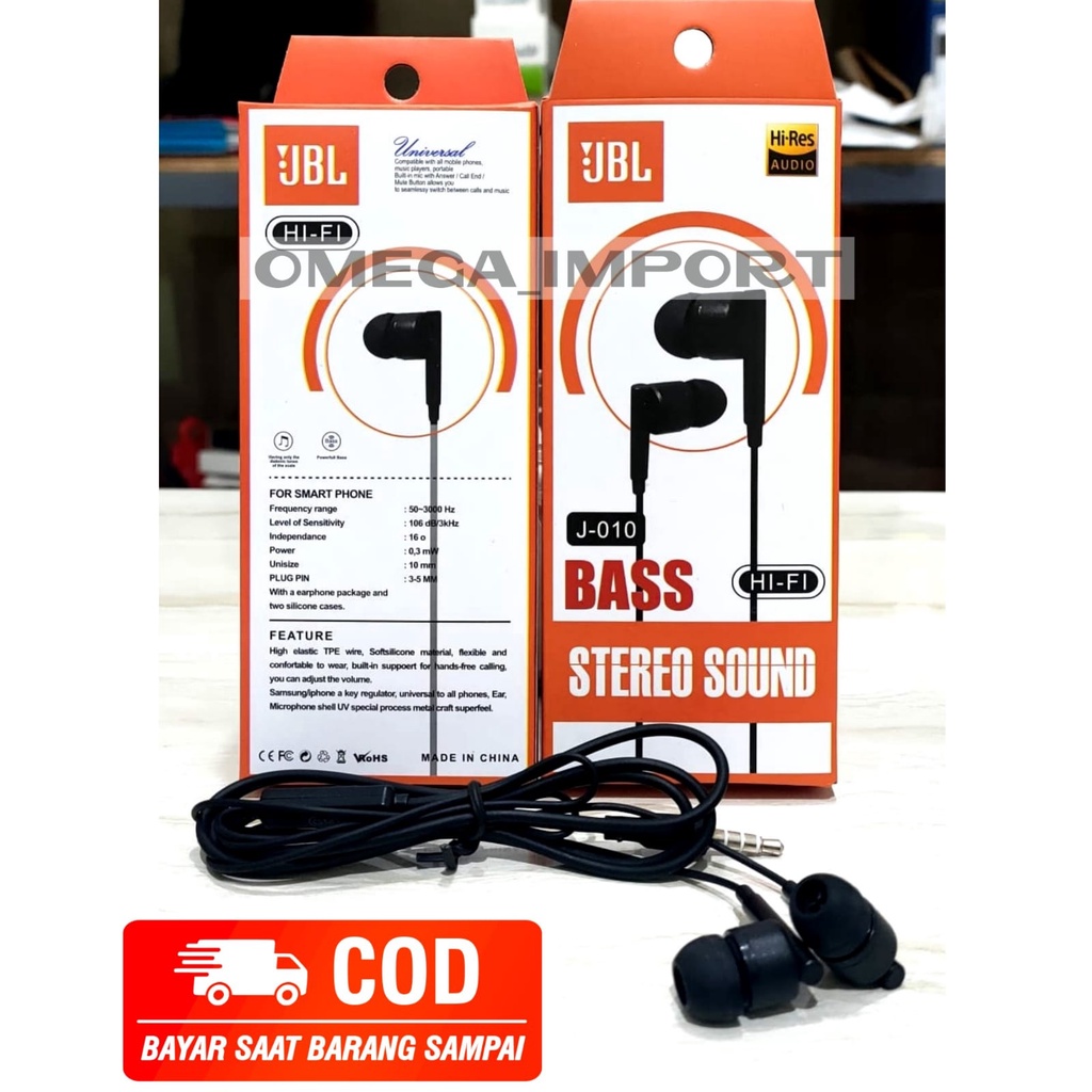 (OM) HF HEADSET JBL J-010 NEW STEREO SOUND EXTRA BASS