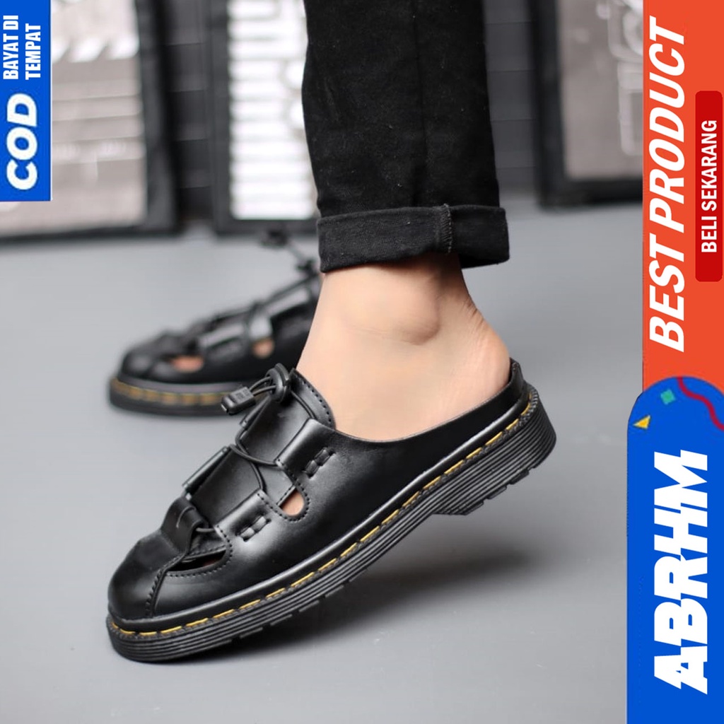 Sepatu Sandal Pria Docmart Sandal Selop Slide Pria Bustong Distro Kekinian Abrhm BOSTON