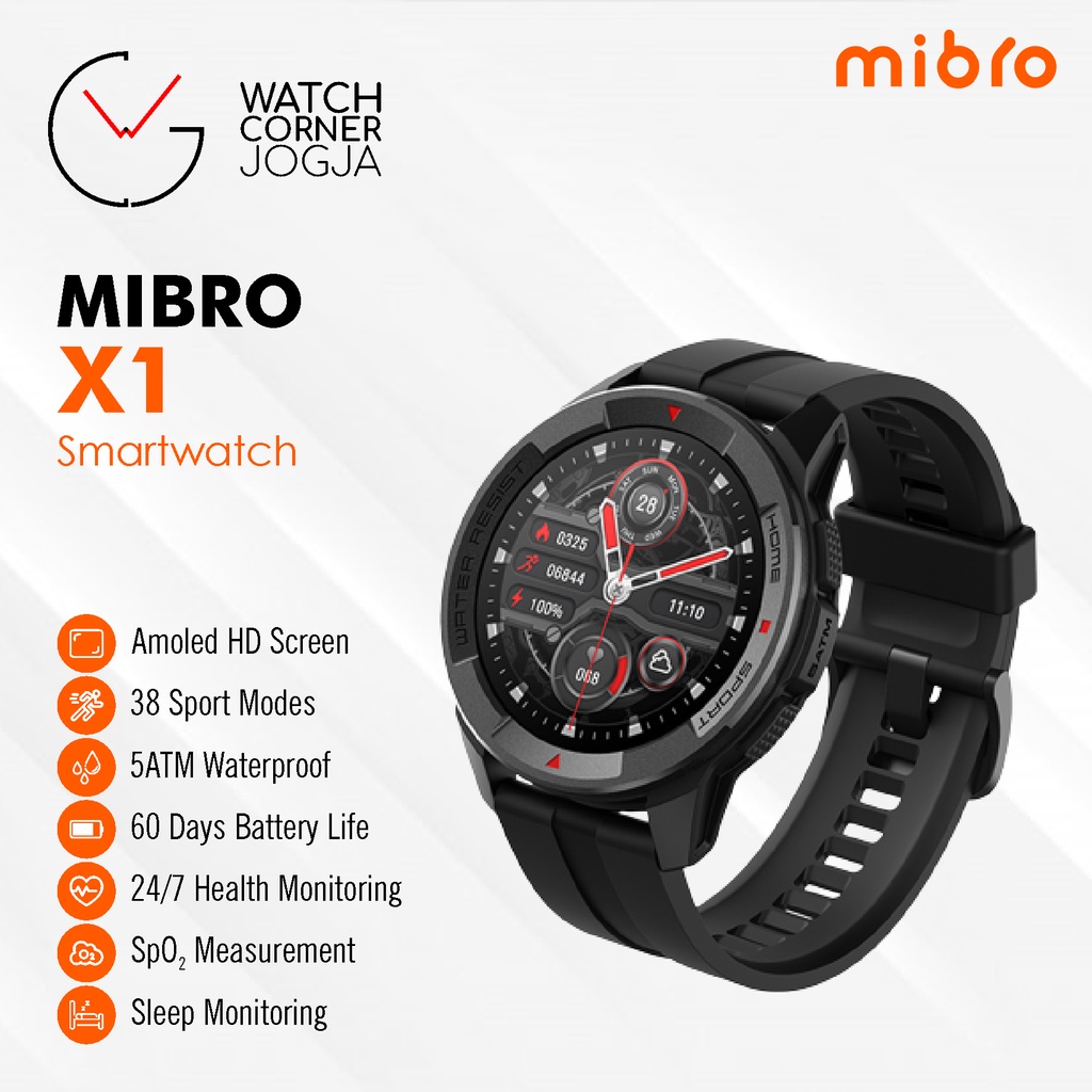 Mibro X1 Smartwatch Amoled 1.3 inch Display 5ATM Waterproof GARANSI