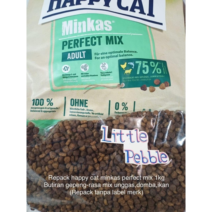 1KG[ R]HAPPY CAT ADULT MINKAS PERFECT MIX makanan kering kucing