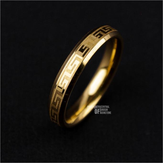 Cincin Emas Titanium Pria Wanita Original Model Labirint Ring Gold