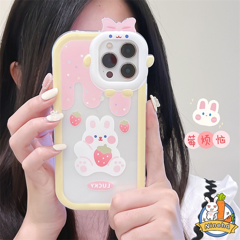 Compatible for iPhone 14 13 12 11 Pro Max Se 2020 X Xr Xs Max 7 8 6 6s PlusCute Cartoon Rabbit Soft TPU Phone Case Matte Transparent Case Shockproof Anti-scratch Protection Cover
