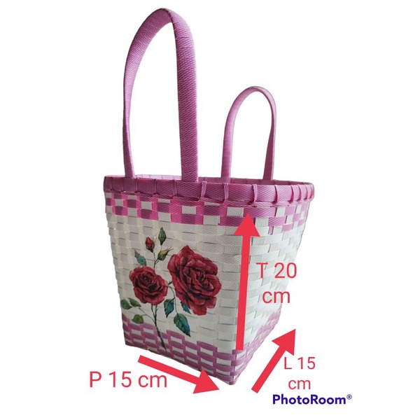 tas anyaman bulat/ parcel lebaran /tas hajatan 15x15