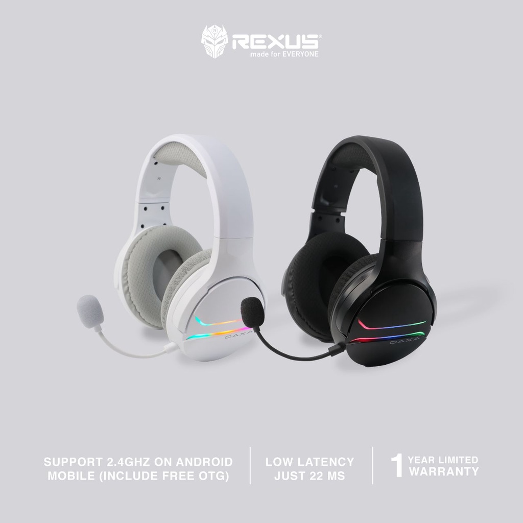 Headset Gaming Wireless Rexus DAXA Saturn ST1 ST-1 RGB Bluetooth Gaming Headset