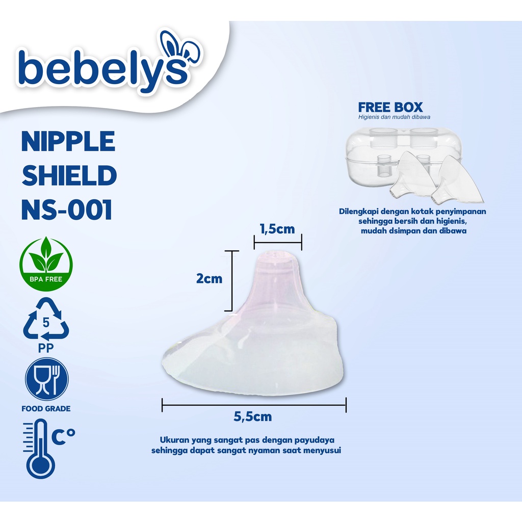 Bebelys Nipple Shield Pelindung Puting Menyusui Bagus Aman Higenis Oke