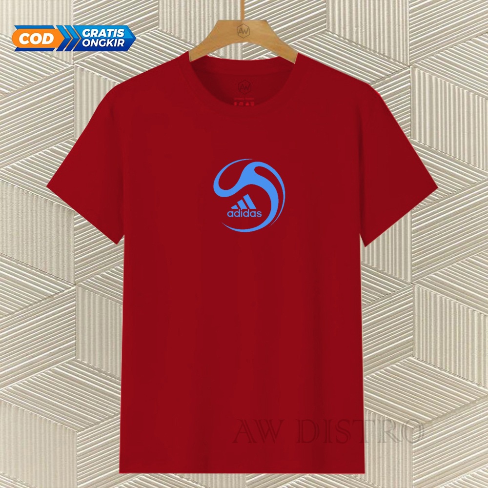 COD Baju Kaos Distro Ads Sport Text Sky Blue Premium Quality Lengan Pendek