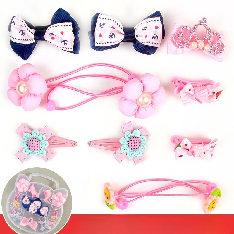 (Hello Girl) F202 1Set 10 pcs Jepitan/Ikat Rambut Anak Kotak Hello Kitty Gaya korea Import