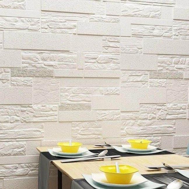 >XG34448< Wallpaper Dinding Batu Alam Kombinasi 3D FOAM / Wallpaper Foam 3D / Wallfoam