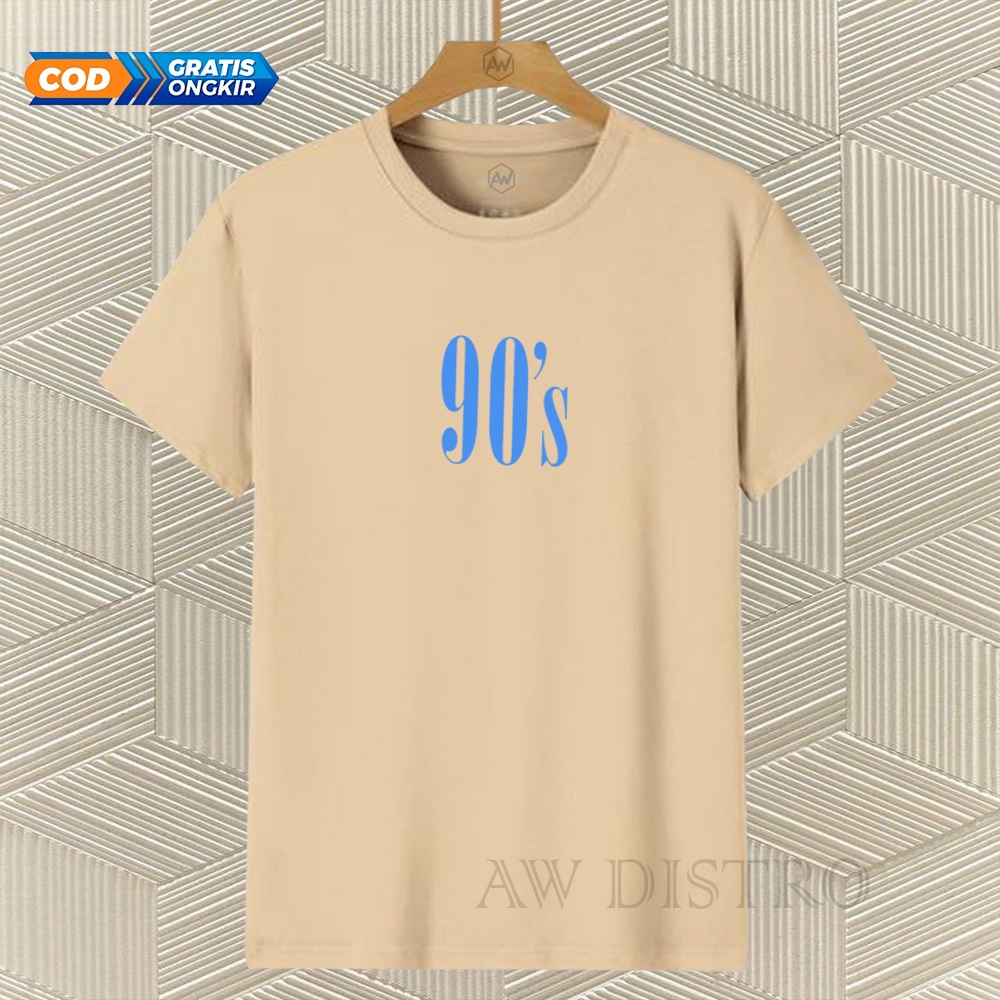 COD Baju Kaos Distro 90S Teks SkyyBlue Premium Quality Lengan Pendek