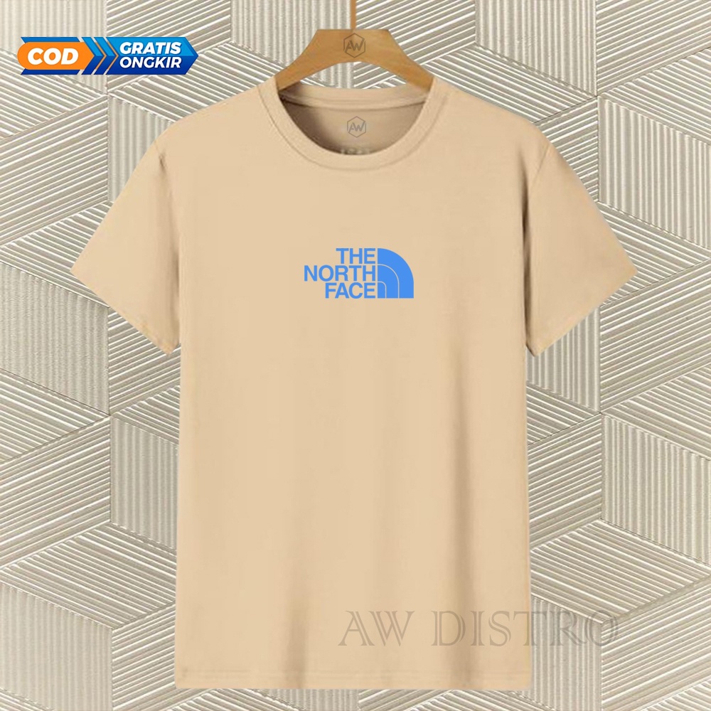 COD Baju Kaos Distro Tnf Text Sky Blue Premium Quality Lengan Pendek