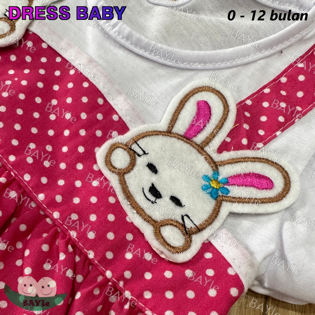 BAYIe - Dress Baju bayi/Anak Perempuan Cewek motif 2 RABBIT PLANET KIDS usia 0 -12 bulan / Pakaian anak