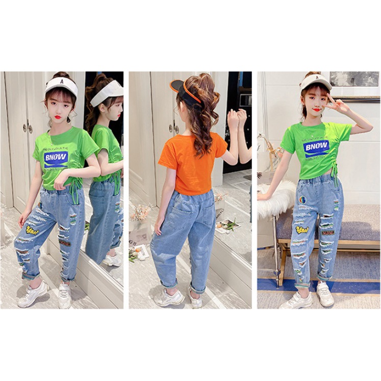 Setelan anak perempuan import MOTIF BNOW +JEANS TEBAL- setelan anak teenager perempuan import