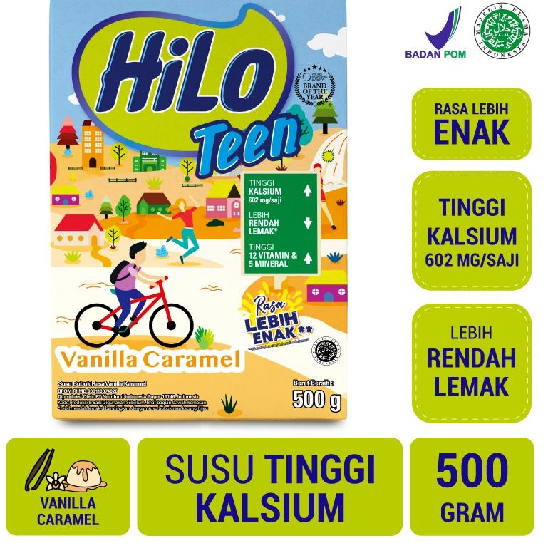 

⚡COD⚡ Hilo Teen Vanilla Caramel 500 gram - Susu Tinggi Kalsium Rendah Lemak
