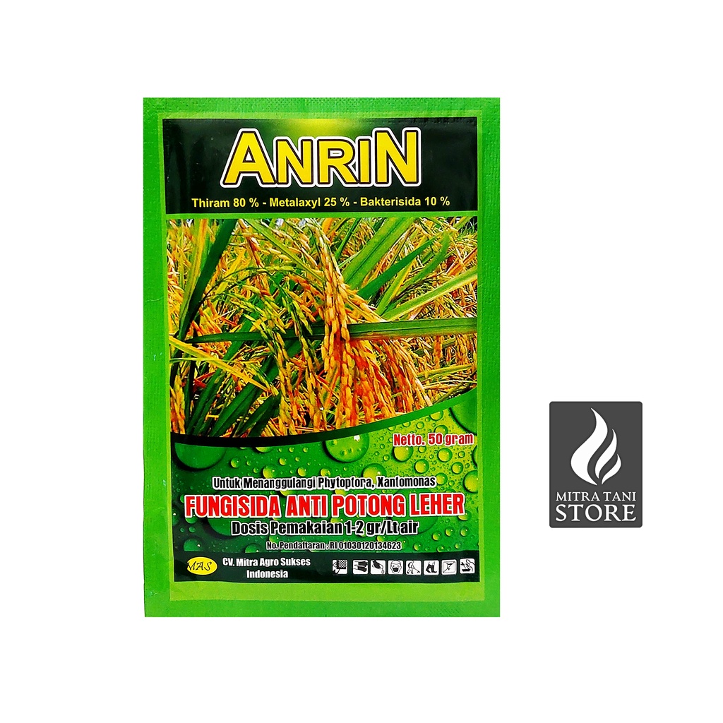 Anrin Fungisida Anti Blas Potong Leher Bakterisida Padi 50gr