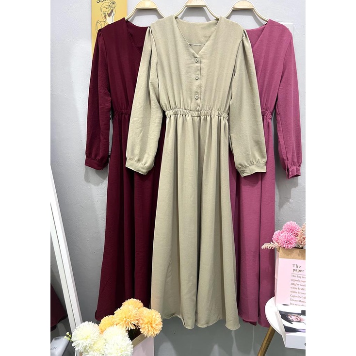 Cherry_ Dress panjang korean style | maxi dress long tunik | gamis wanita muslim