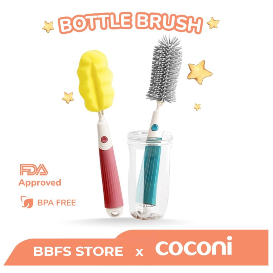 Coconi Baby Bottle Brush Complete Set | Sikat Botol Silikon Bayi Straw Nipple Sedotan Lengkap