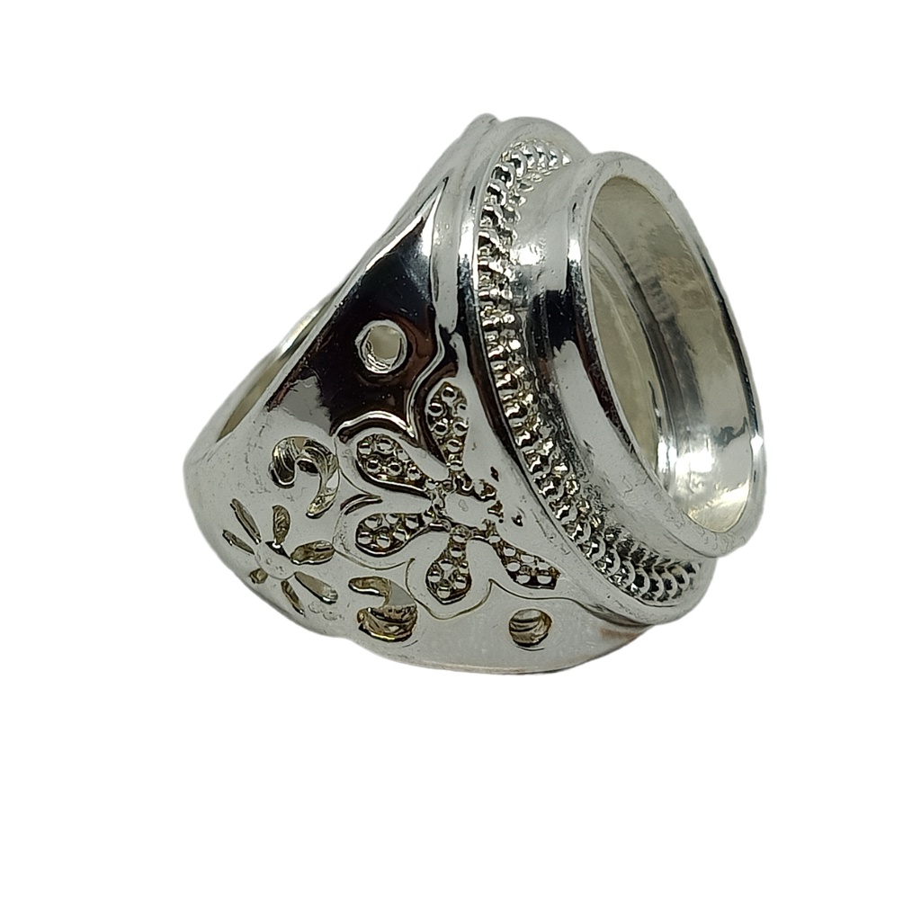 Emban Cangkang Ring Cincin Silver Alpaka Tanam 15x10 - VeE Cincin Pria