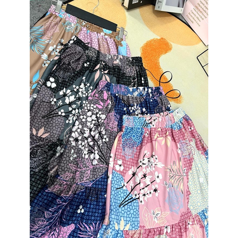 Cherry _ rok beraksen 4 susun motif bunga sakura | rok panjang wanita