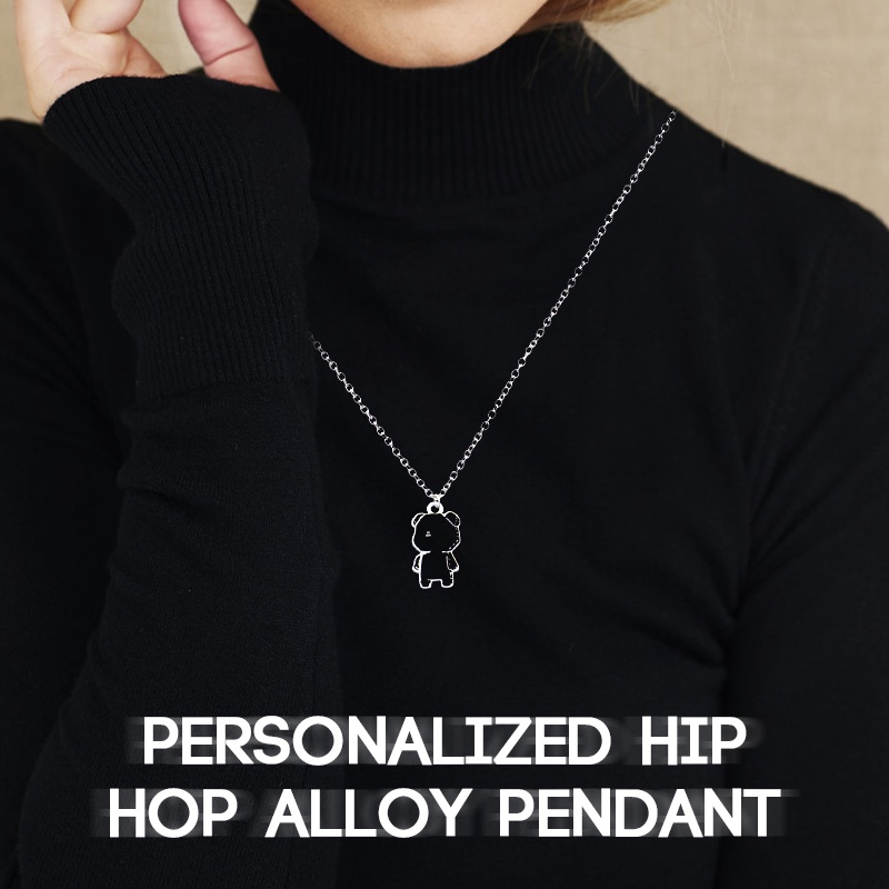 Kartun Kepribadian Kekerasan Beruang Punk Keren Kalung Hip Hop Paduan Liontin Aksesoris Untuk Priawanita