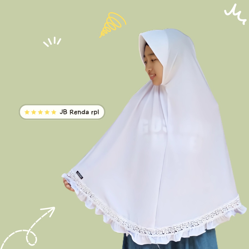 JB 100 Renda Rempel Rpl Yersi / Jersey Jilbab Hijab Bergo Jumbo Instan ORI Jamilah Hijab Jumbo Size 