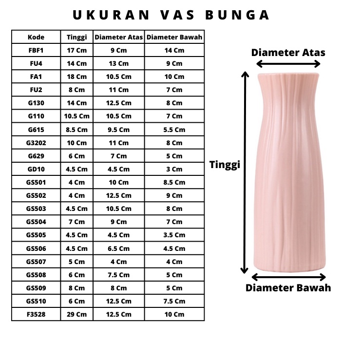 (Part 5) [1 Pcs] Vas Bunga Minimalis / Vas Plastik Tebal / Vas Tanaman Hias / Vas Plastik Melamin Warna Warni