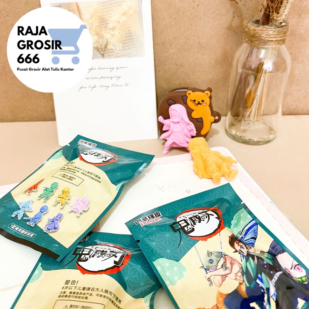 

penghapus plastic bag demon slayer eraser COD termurah alat tulis kantor mainan souvernir
