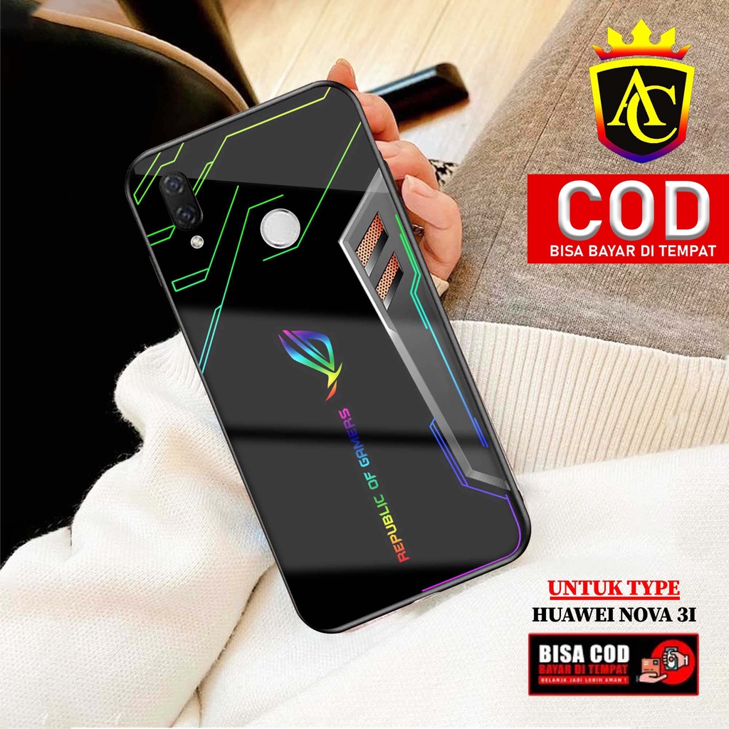 Case Huawei Nova 3i - Aneka Case - [ ROG ] Softcase Glass - Hardcase Glossy - Fashion Case hp Huawei