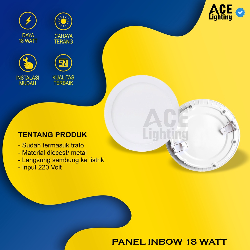 Lampu downlight panel led Inbow 18 Watt lampu plafon downlight 18w