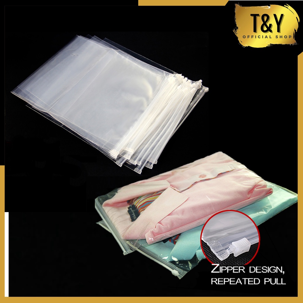 T&amp;Y Ziplock Bag Pvc Transparan Bening Travel Pouch Serbaguna Polos Zipper Packaging Storage Bag Tas Penyimpanan Pakaian Zip Lock Plastik anti Air Murah Import