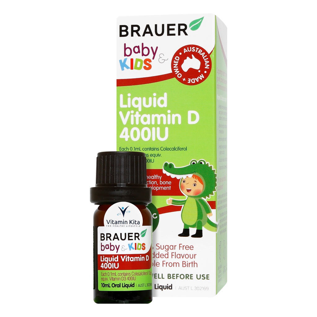 Brauer Baby And Kids Liquid VItamin D 400IU - 10 ml | mendukung pertumbuhan &amp; perkembangan tulang yang sehat