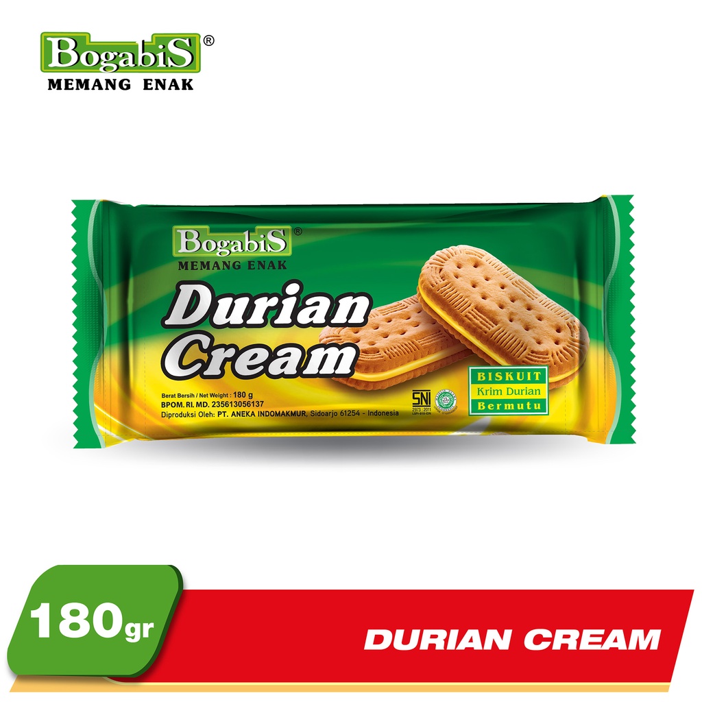 

Bogabis Durian Cream 180gr / Biskuit Rasa Durian 180 g