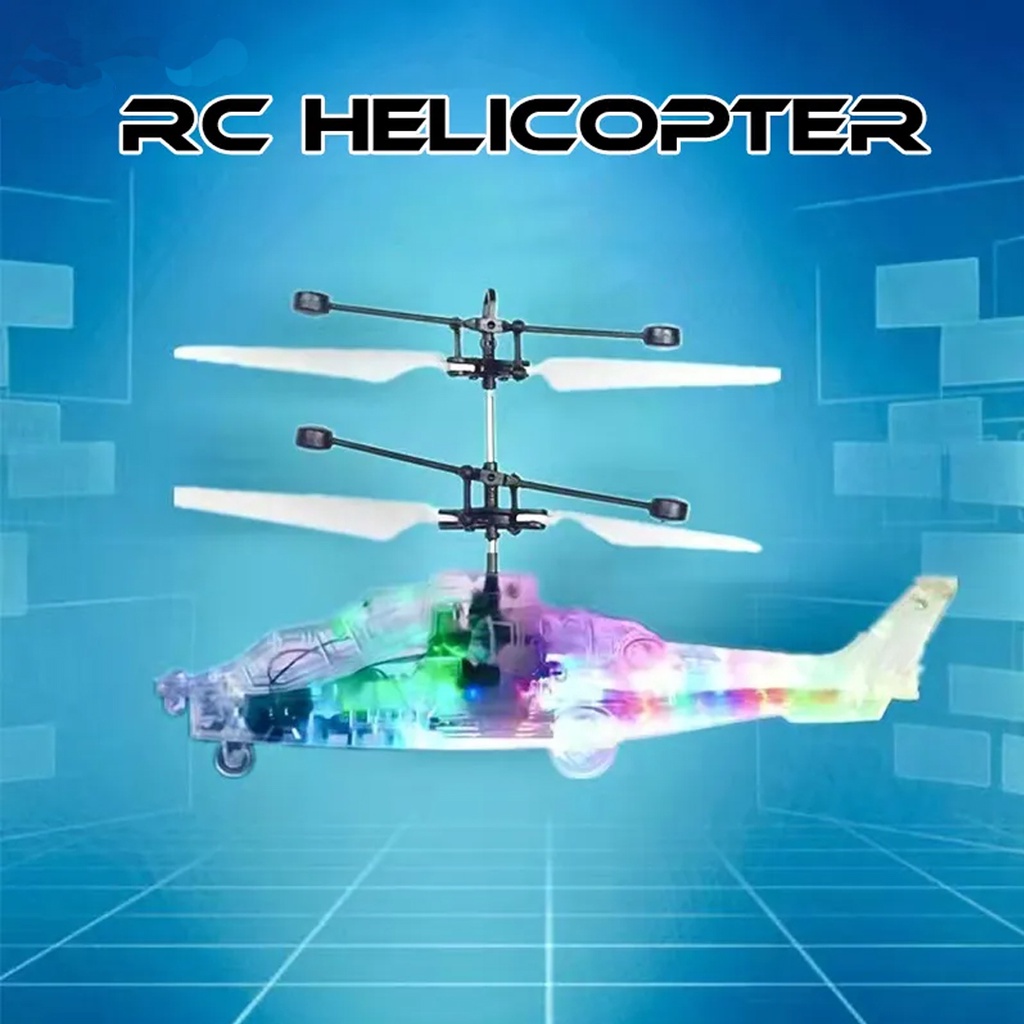 Mainan Remote Helikopter LED Transparan RC Sensor Tangan helikopter Mainan Anak dengan Lampu Tahan Banting