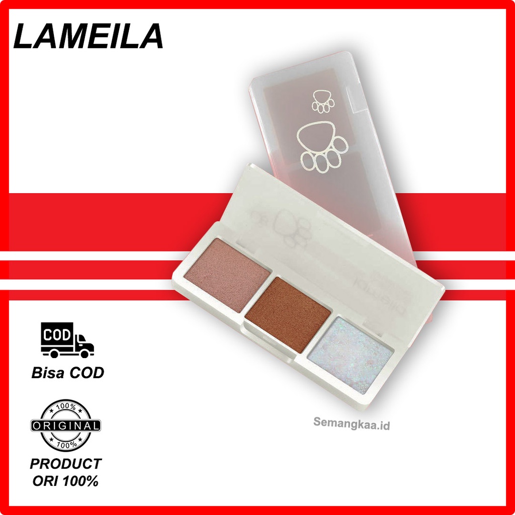 LAMEILA Make Up Cat Eyeshadow Palatte 3 Warna Kombinasi Glitter Waterproof LA126