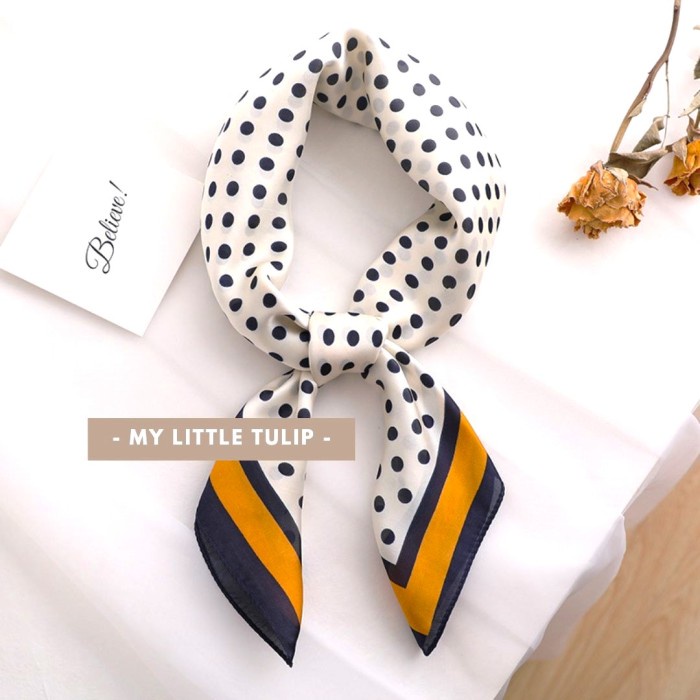 Scarf Scarf Pramugari 70X70Cm Syal Ikat Leher Polkadot / Syal Kantoran Lucu
