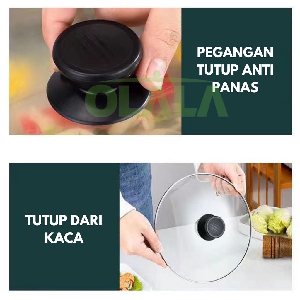 PANCI BUNGA SET 4 SUSUN STAINLESS STEEL TUTUP KACA SOUP POT MULTIFUNGSI OLL-CH4619