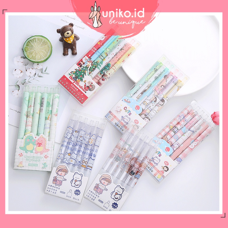 

UNIKO.ID 6PCS PULPEN GEL MEKANIK 0.5MM / BALLPOINT MEKANIK PULPEN SET ISI 6 PCS