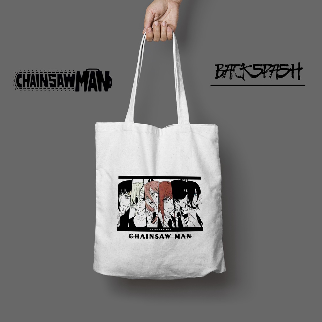 Totebag Anime Chainsaw Man Denji Pochita Aki Makima Custom Pria Wanita