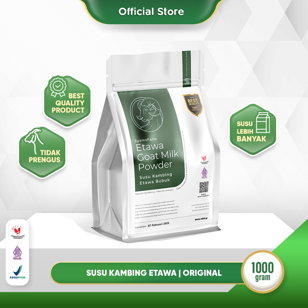 Ternak Syams -  Susu Kambing Etawa Bubuk Rasa Original 1000 Gram 1 Kilogram | Ettawa Goat Milk Powder