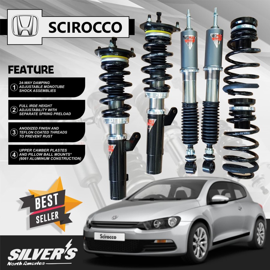 Aksesoris Shockbecker Coilover SILVERS Neomax VW Golf mk6 Scirroco