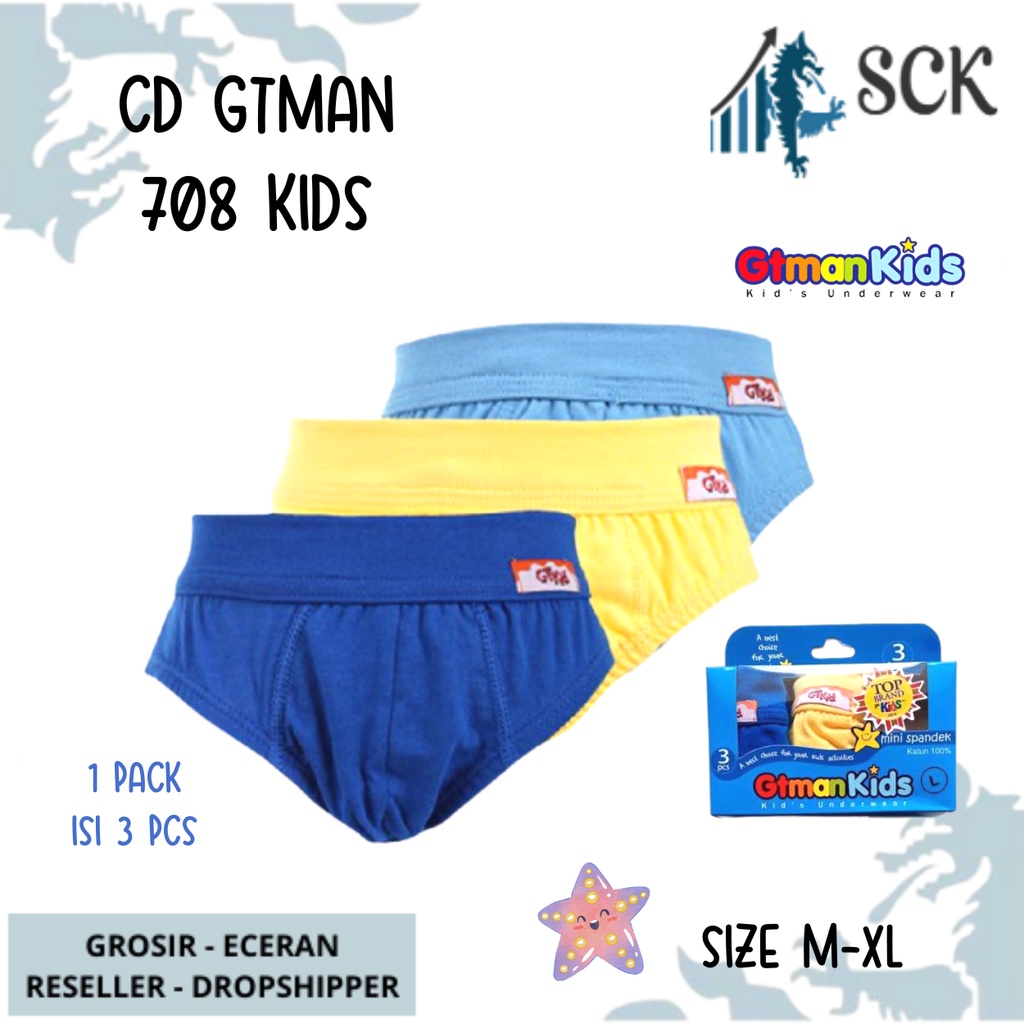 [ISI 3] CD Anak GTMAN 708 Kids / Celana Dalam Anak GT-Man Katun Mini Briefs S-XL - sckmenwear GROSIR