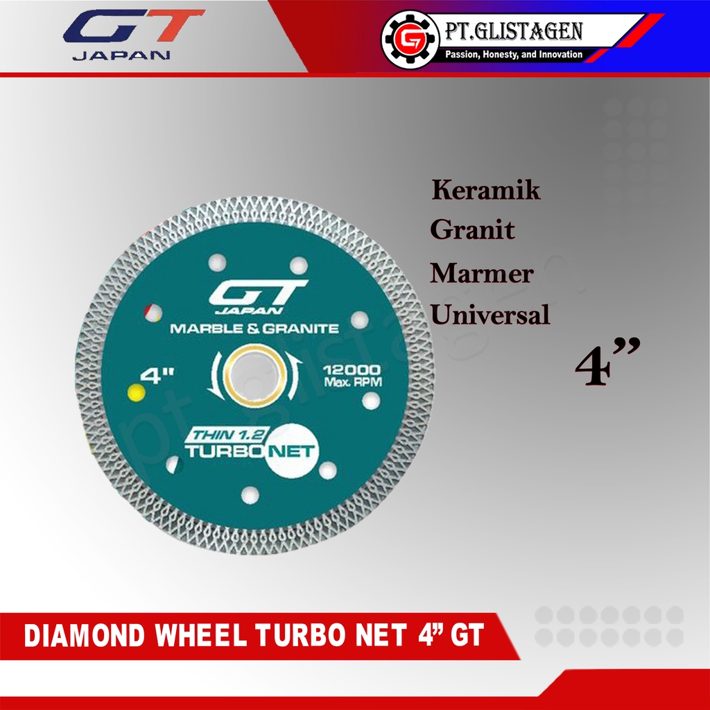 GT Diamond Wheel Turbo Net Hijau 4&quot; Mata Pisau Potong Keramik Granit Marmer Universal