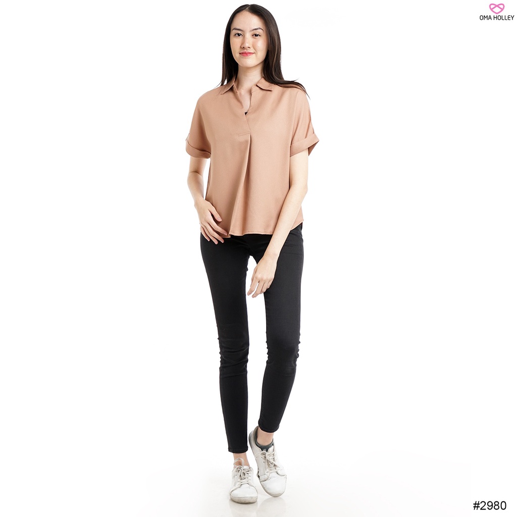 (COD) OH Fashion Trili Blouse V-neck Wanita #2980