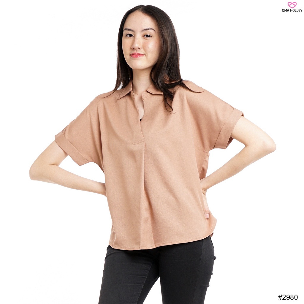 (COD) OH Fashion Trili Blouse V-neck Wanita #2980