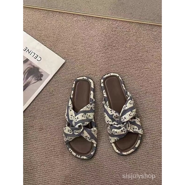 [✅BISA COD]#Sisjuly# Sandal Wanita / 2023 musim panas sandal datar satu tali Prancis baru / sandal j