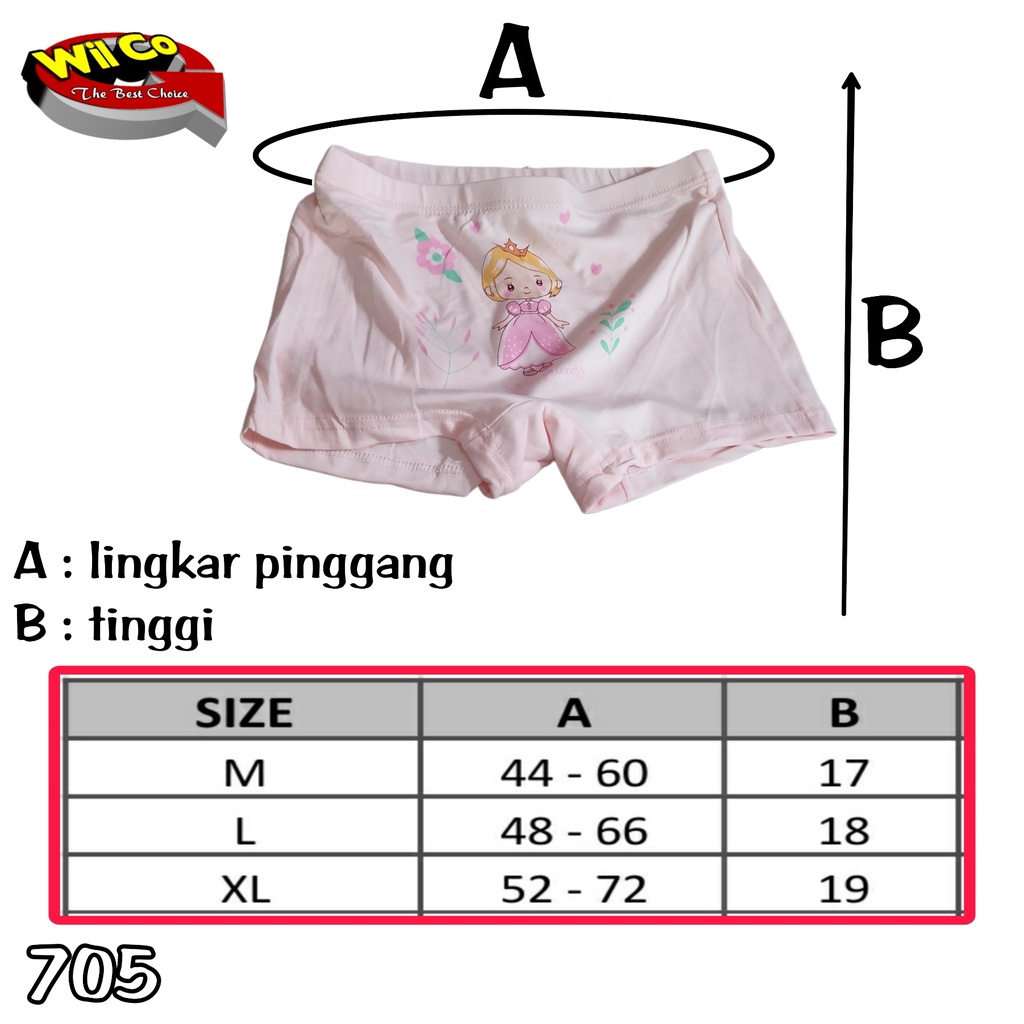 K705 - CELANA DALAM BOXER ANAK WANITA SOREX SIZE M - XL HARGA PER 1 PCS