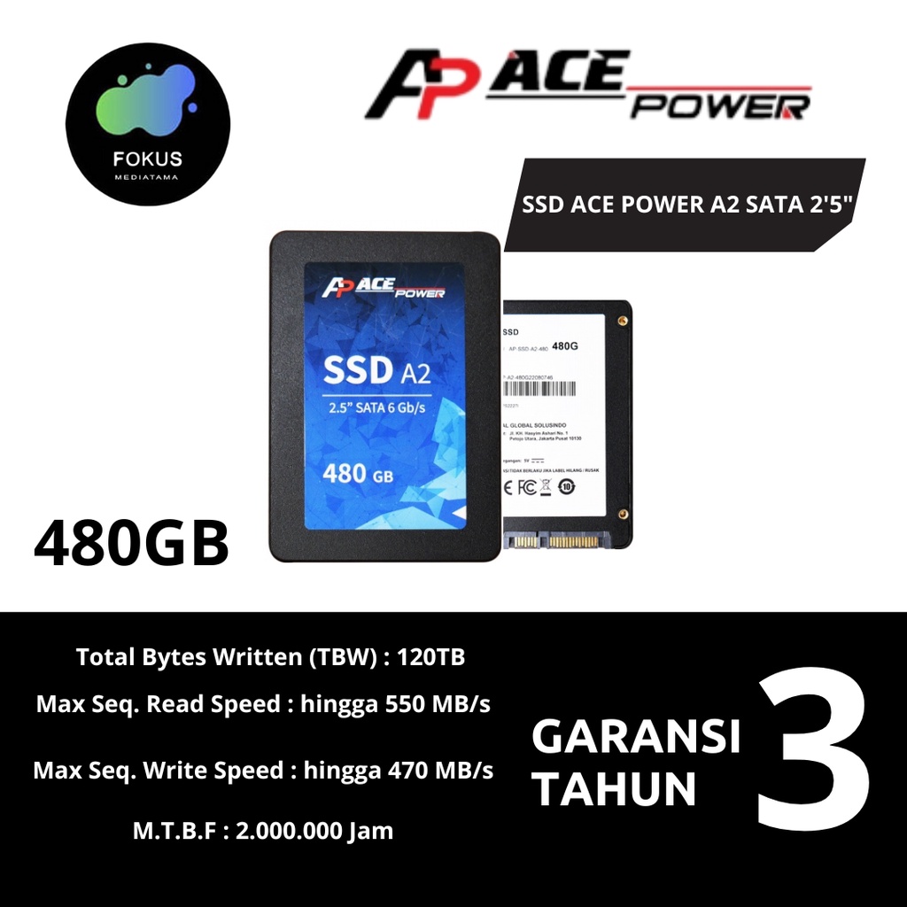 Ace Power SSD A2 480GB SATA3 (Bulk Package) / SSD 480GB