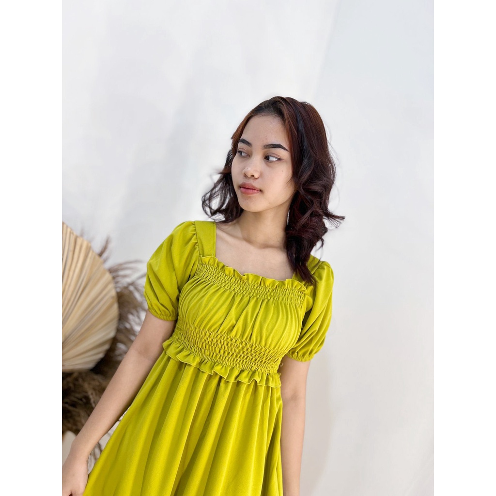 HS - SYAFIRA DRESS / MIDI DRESS ATASAN WANITA / KOREAN PREMIUM FULL KARET