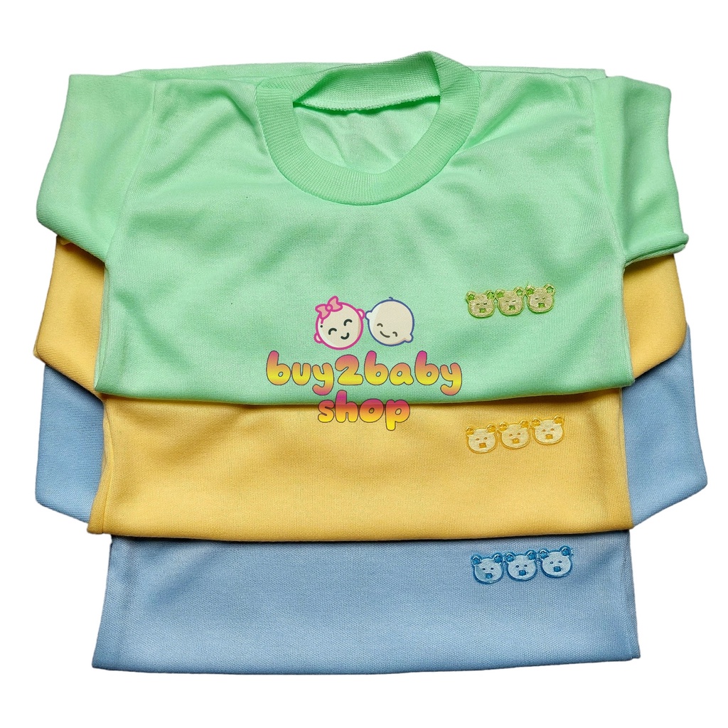 6 PCS Kaos Oblong Bayi lengan pendek polos lusinan Dolphin Tisuka usia 0-2 Tahun Isi 1-6 PCS